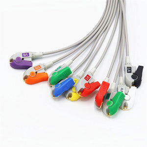 Compatible Nihon Kohden EKG Cable BA-903D 10 Leads Wires 15 Pins Connector AHA Pinch/Grabber