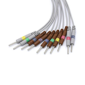 Compatible Fukuda Denshi EKG Cable 10 Leads Wires IEC Needle 3.0mm European Standard Connector