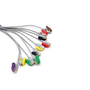 Compatible Fukuda Denshi EKG Cable 10 Leads Wires IEC Pinch European Standard Connector
