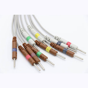 Compatible Schiller EKG Cable 10 Leads Wires Needle 3.0mm IEC European Standard 15 Pins Connector - sinokmed
