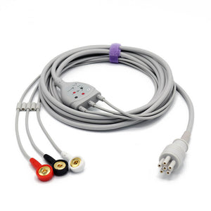 Compatible Colin ECG Cable 3 Leadwires AHA Snap Connector
