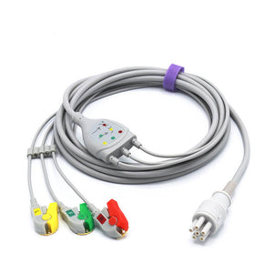 Compatible Colin ECG Cable 3 Leadwires IEC European Standard Connector