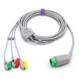 Compatible Draeger Siemens ECG 3 Lead wires IEC 10-pin Pinch/Grabber Connector