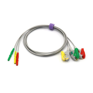 Compatible AAMI ECG 3 lead wire IEC European Standard Pinch/Grabber Straight Connector