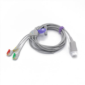 Compatible Philips ECG Cable 3 Leadwires 8 Pin Pinch/Grabber IEC European Standard Connector