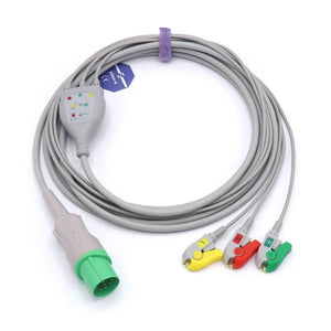 Compatible Nihon Kohden ECG 3 Lead wires IEC Pinch/Grabber 11pins European Standard Connector