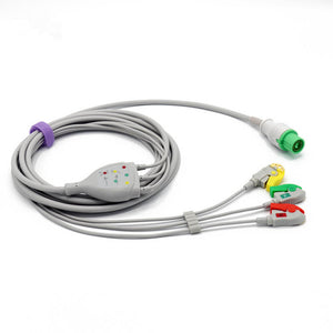 Compatible Fukuda Denshi ECG Cable 3 Leads Wires IEC European Standard Pinch/Grabber Connector
