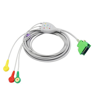 Compatible Nihon Kohden ECG 3 Lead wires IEC Snap 14-pin European Standard Connector - sinokmed