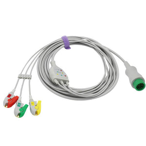 Compatible Mindray ECG Cable 3 Leadwires 12-Pin Connector Pinch/Grabber IEC European Standard - sinokmed