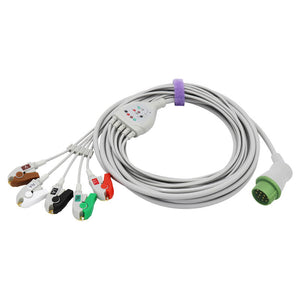 Compatible Fukuda Denshi ECG Cable 5 LeadsWires Pinch/Grabber AHA Connector - sinokmed