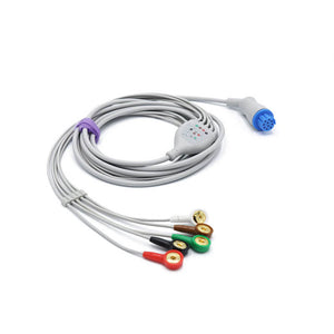 Compatible GE Datex Ohmeda ECG Cable with 5 Lead ECG Cables 4.0 Snap Round 10 Pins Connector AHA