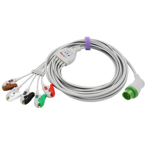 Compatible Biolight ECG Cable 5 Leadwires AHA 12 Pin Pinch/Grabber Connector - sinokmed