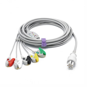 Compatible Colin ECG Cable 5 Leadwires IEC European Standard Pinch/Grabber Connector