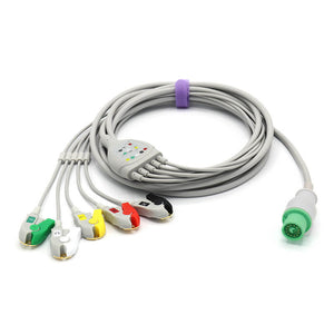 Compatible Fukuda Denshi ECG Cable 5 LeadsWires IEC Pinch/Grabber Connector