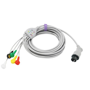 Compatible AAMI ECG Cable 5 Leadwires 6pins Straight Connector Snap IEC European Standard - sinokmed