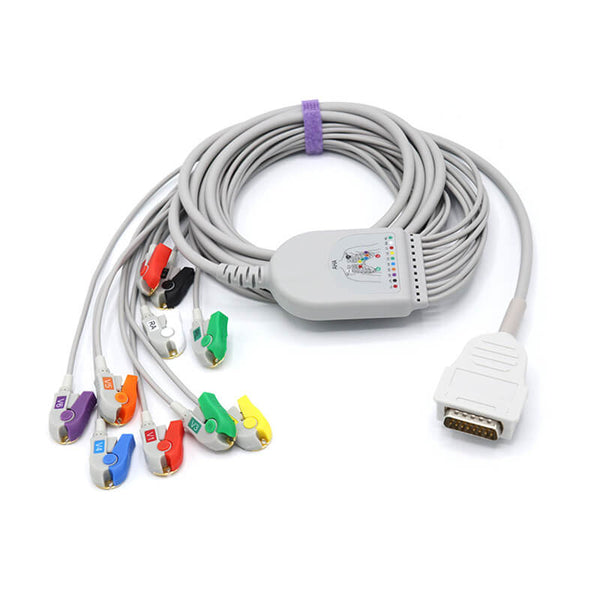 Burdick Compatible One Piece Reusable EKG Cable - AHA - 7704