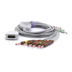 Compatible Burdick EKG Cable 10 Lead IEC Banana 4.0mm European Standard Connector
