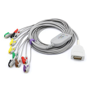 Compatible Burdick EKG Cable 10 Lead IEC Pinch/Grabber European Standard Connector