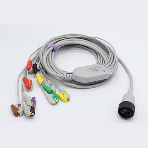 Compatible Kenz EKG Cable 10 LeadWires 9.8 ft European Standard Pinch/Grabber Connector - sinokmed