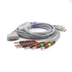 Compatible Nihon Kohden EKG Cable BJ-902D 10 Lead IEC Banana 4.0mm European Standard Connector