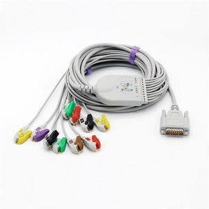 Compatible Nihon Kohden EKG Cable 10 Lead IEC Pinch/Grabber European Standard Connector 4.7k resistor
