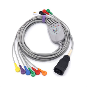 Compatible Zoll E/M Series ECG cable 10 leadwires AHA Snap connector