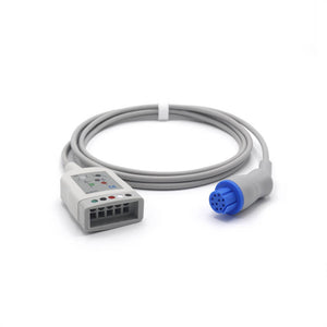 Compatible GE-Datex Ohmeda ECG Trunk Cable 545303/545308 5 Lead to 10 Pin Connector AHA