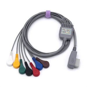 Compatible Beneware Holter Recorder ECG cable 7 leads AHA/IEC Snap connector