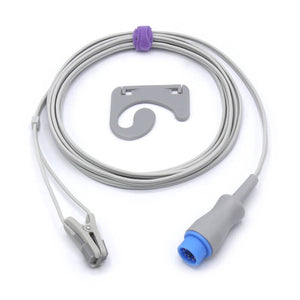 Compatible Biolight SpO2 Sensor Adult Ear Clip 9.8 ft 9 Pin Connector