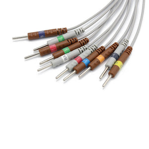 Compatible Nihon Kohden BA-901D EKG Cable 10 Leads Wires 15 Pins Needle Connector AHA 3.0mm