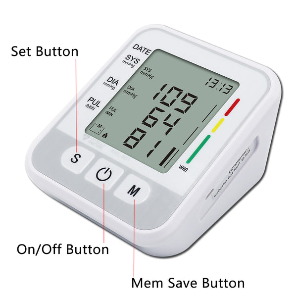 Automatic Digital Upper Arm Blood Pressure Monitor with Cuff fits