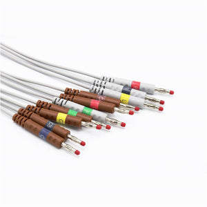 Compatible Schiller EKG Cable 10 Leads Wires IEC Banana 4.0mm European Standard Connector 15 Pins Long screw