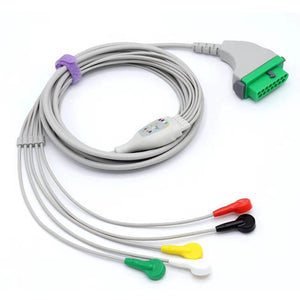 Compatible Fukuda Denshi ECG Cable DS-8000 Series Monitors 5 Leadwires IEC European Standard Snap Connector - sinokmed