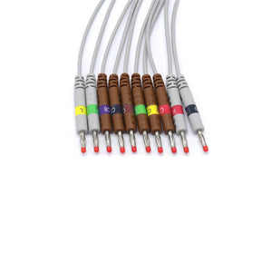Compatible Burdick 10-Lead Shielded EKG Cable  10 Leads Wires  IEC Banana 4.0mm
