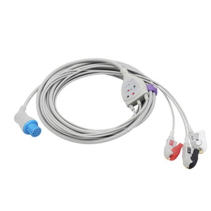 Compatible Datex Ohmeda ECG Cable 3 Leadwires AHA Pinch/Grabber Connector - sinokmed