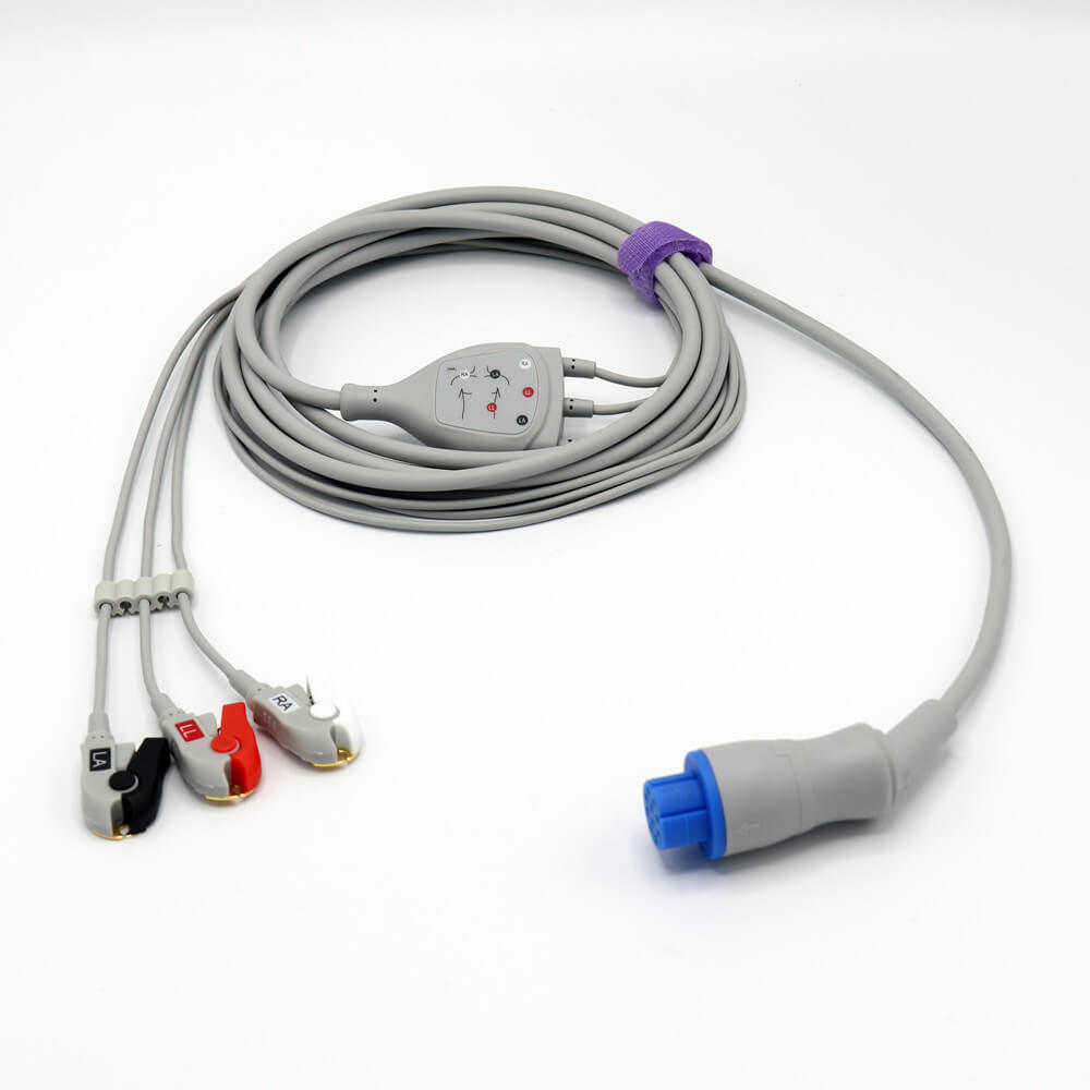 Compatible Datex Ohmeda ECG Cable 3 Leadwires AHA Pinch Compatible Datex Ohmeda ECG Cable 3 Leadwires AHA Pinch