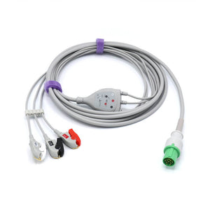 Compatible Hellige ECG Cable 3 Leadwires 303-442-99 AHA Pinch/Grabber Connector