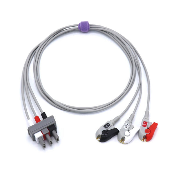 3-Lead Snap ECG EKG Leadwires Cable – Compatible Philips M1673A (Generic)