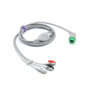 Compatible Schiller ECG Cable 3 Leads Standard AHA Pinch/Grabber Connector