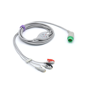 Compatible Schiller ECG Cable 3 Leads Standard AHA Snap Connector