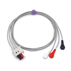 Compatible Mindray 0010-30-42734 ECG leadwires 3 Lead AHA Snap Connector