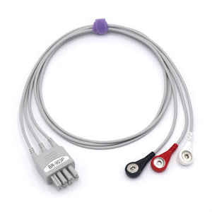 Compatible Nihon Kohden ECG 3 Lead Wires AHA Snap Connector