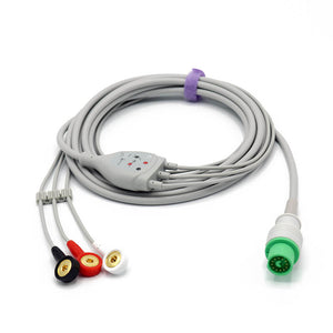 Compatible Fukuda Denshi ECG Cable 3 Lead AHA Snap Connector