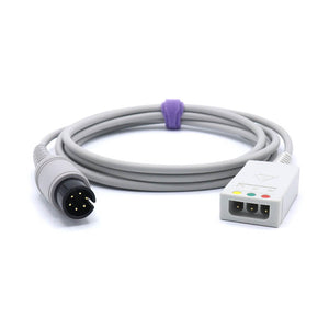 Mindray ECG Trunk Cable 0010-30-12378/0010-30-12242 AHA 3 Lead to 6 Pin Connector