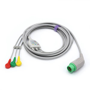 Compatible Draeger Siemens ECG 3 Lead wires IEC 10-pin Snap Connector