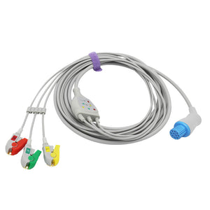 Compatible Artema S&W ECG Cable 3 Leadwires IEC European Standard Pinch/Grabber Connector - sinokmed
