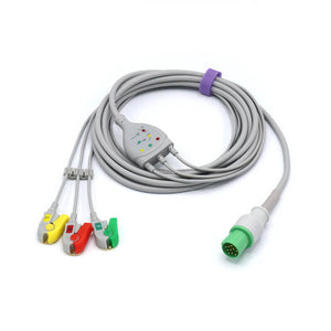 Compatible Hellige ECG Cable 3 Leadwires 303-442-99 IEC European Standard Pinch/Grabber Connector