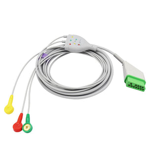 Compatible Nihon Kohden ECG 3 Lead wires IEC Snap European Standard Connector - sinokmed