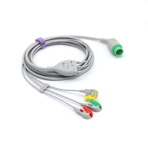 Compatible Schiller ECG Cable 3 Leads Standard IEC Pinch/Grabber Connector