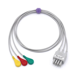 Compatible Nihon Kohden ECG 3 Lead Wires IEC European Standard Snap Connector